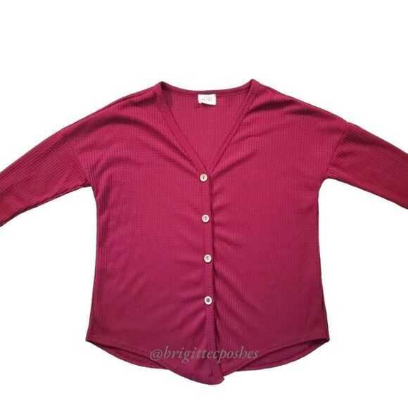 BIBI Long Sleeve Light Waffled Tops - Picture 2 of 13